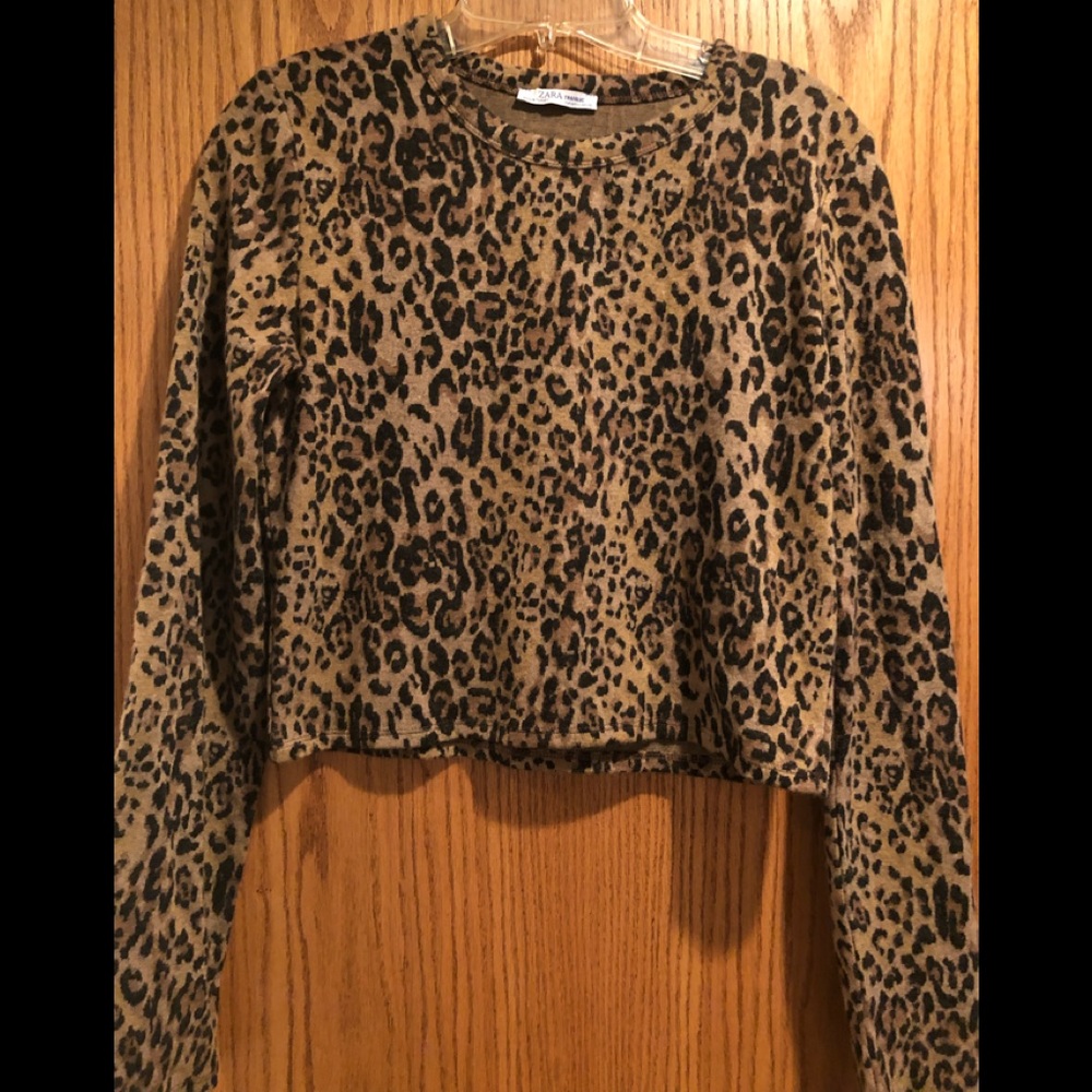 Zara leopard print cropped sweater. NWOT